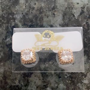 Gold stud earrings